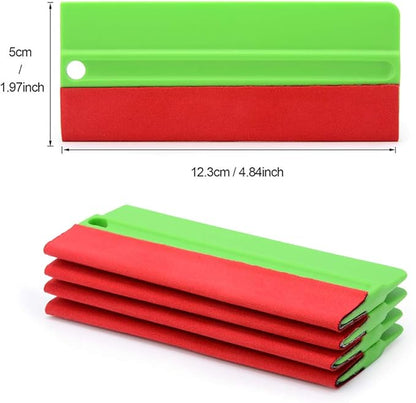 NEWISHTOOL 5 Inch Big Buffer Felt Squeegee for Vinyl Sensitive Materials Tinting Film Wrap Application Wallpaper Smoothing Sticker Decals Installation 5 PCS Scratch-Free Soft Plastic Card Scraper Tool
