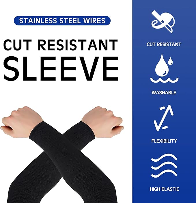 Geyoga 2 Pairs Arm Sleeves Guards Arm Protectors for Thin Skin and Bruising Protective Cut Resistant Sleeves for Men Women(Large,Hppe,Black)