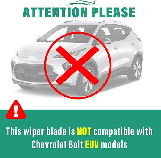 26" 26" 12" Windshield Wiper Blades Replacement for Chevrolet Chevy Bolt EV (Not for EUV) 2017 2018 2019 2020 2021 2022 2023 Premium All Weather Front Rear Wipers Set - OEM Quality (Pack of 3)