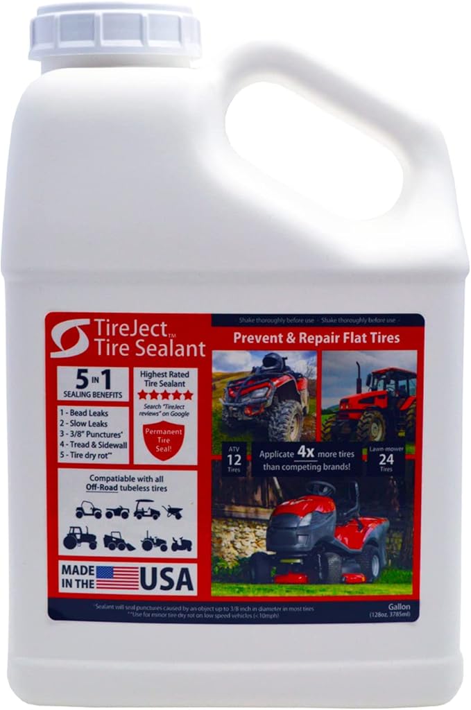 TireJect Off-Road Tire Sealant Refill (Gallon/128oz Bottle) - Applicate 12 ATV Tires, Use 75% Less sealant per tire