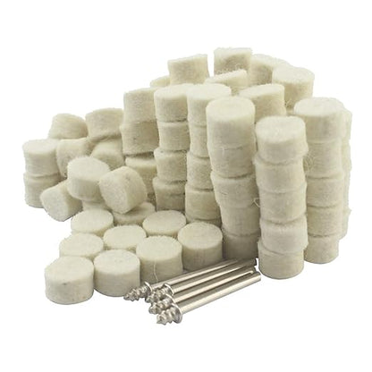 Luo ke 100 Pcs Wool Polishing Kits, 1/8'' Shank Compressed Wool Felt Polishing bits for Dremel Rotary Tool (Point Size: 1/2'')