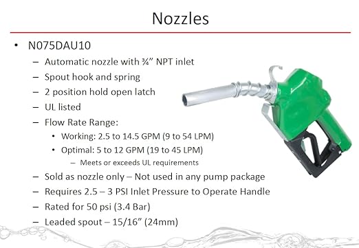Fill-Rite N075DAU10 3/4" Automatic Nozzle (Green)