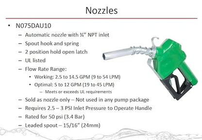 Fill-Rite N075DAU10 3/4" Automatic Nozzle (Green)