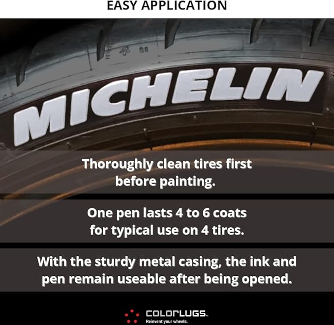 ColorLugs RubberWriter Paint Pen for Car Tires | Oil-Based Marker for Tire Lettering | Waterproof Ink | Fast Drying | Medium Size Tip | Apply at Home | Color: Red | Pack of 2 Pens