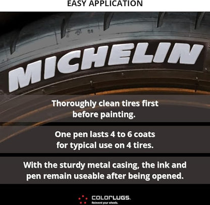 ColorLugs RubberWriter Paint Pen for Car Tires | Oil-Based Marker for Tire Lettering | Waterproof Ink | Fast Drying | Medium Size Tip | Apply at Home | Color: Red | Pack of 2 Pens
