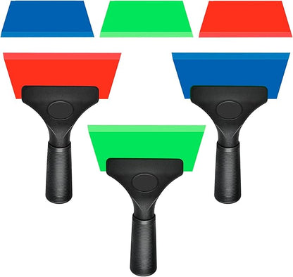 Worldity 3 Pack Window Tint Squeegee Kit with Non-Slip Handle, Small Squeegee for Auto, Car, Tile, Glass, Mirror, Shower