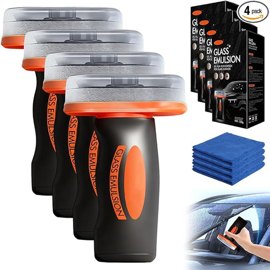 2026 Handheld Glass Oil-Film Remover, New Upgrade Emulsion Cleaner Glass Cleaning Board, Automotive Oil Film Cleaning Brush for Car Windows (4, One Size)