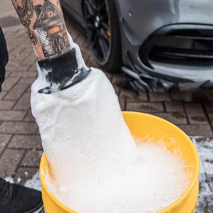 Gracefur Ultra-Soft Car Wash Mitt Double-Sided Sheepskin Wash Mitt, Scratch-Free Detailing Lambswool Wash Mitt Extra Large Size Cleaning Gloves for Cars (Fingers, White)