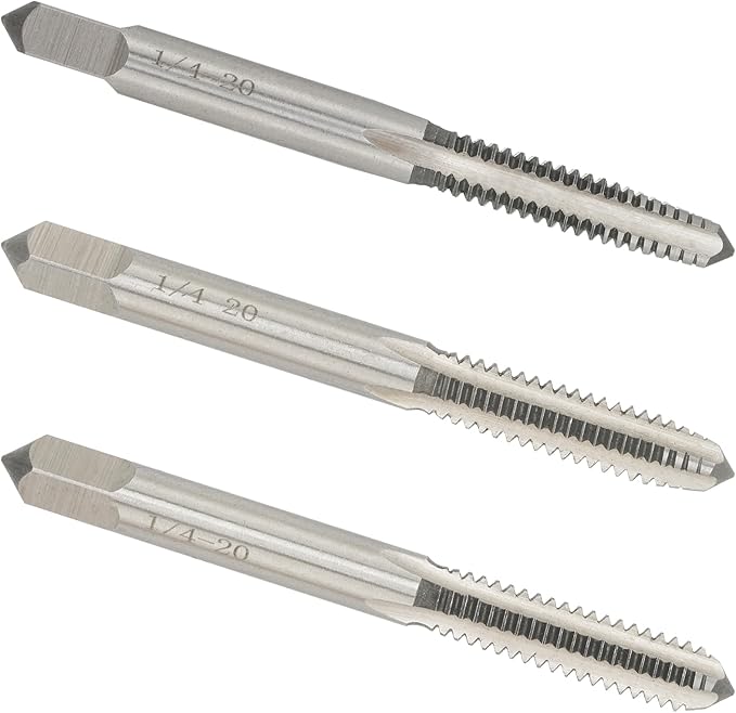 1/4"-20 UNC Hand Tap Right Hand, 1/4 x 20 Threading Hand Tap 3Pcs