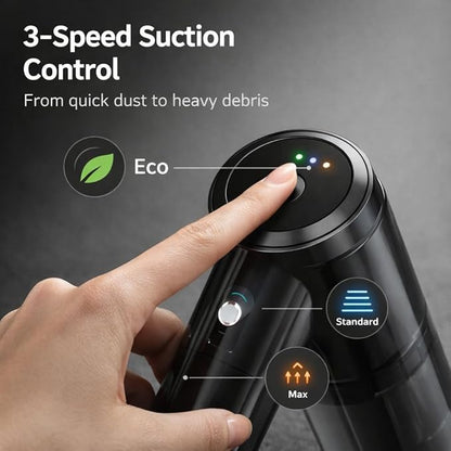 Handheld Vacuum Cordless with High Power Suction, Car Vacuum Portable Cordless, 3-Speed Control Mini Car Vacuum Cleaner for Car, Home & Office, USB-C Rechargeable, Transparent Black – D120