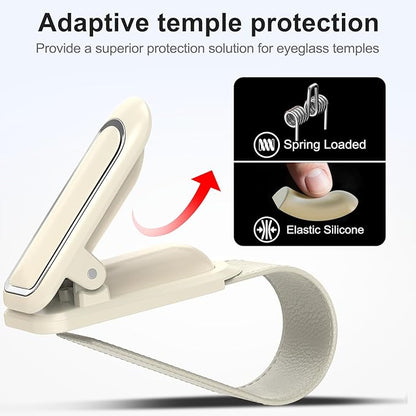 Veharvim Sunglass Holder for Car (One-Handed-Operation, Gentle & Secure Hold, Silicone Padded, Universal Fit, Metal Clip) Visor Sunglass Holder Clip,Visor Sunglass Holder Car (Beige, 2 Pack)