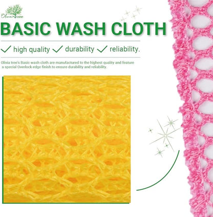 Basic Dish Wash Net (10Pcs) - All Purpose, Non-Scratch, Heavy Duty Dish Scrubbers for Cleaning Dishes, Pots and Pans Color Pink (Yellow 10 Pcs)