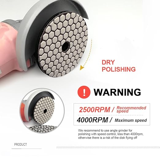 SHDIATOOL 7Pcs 4 Inch Dry Diamond Polishing Pads White Buff for Granite Marble Stone Countertops Grinding Disc Pads
