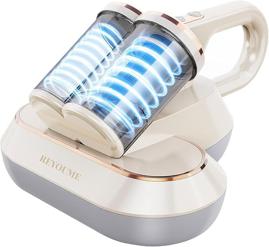 ReYoume Mattress Vacuum Cleaner 13Kpa Bed Vacuum Cleaner with 253.7nm UV-C Light 149℉ Heating Dual Cup Widen Suction Port Handheld Vacuums for Bed, Sofa, Couch(White)
