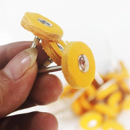 Luo ke 20 Pcs Little Buffing Wheel, 1/8 Inch Cloth Polishing Wheel for Rotary Tools Includes Dremel (Yellow)
