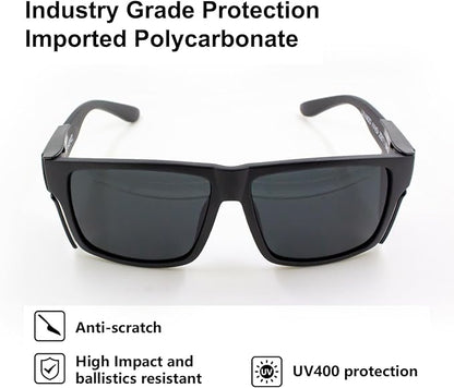 JING LEI Safety Glasses with Removable Side Shield,UV400 Protection Goggles, Rectangle Black Sun Glasses for Women Men Work