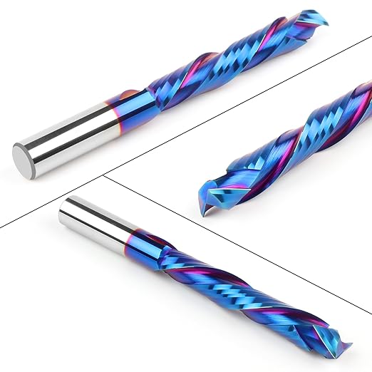 EANOSIC Compression Spiral Router Bit 1/2 Inch Shank, Extra Long 5 Inch Overall Length, 3 Inch Cutting Length, UP&Down CNC Router Bits for Woodworking Milling Slot Mortise
