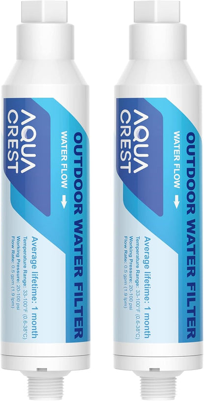 AQUACREST Inline Water Filter, Dedicated for Car Washing, Window & Yard Cleaning, Effectively Reduce Hard Water Spots, Soften Water, Upgraded Formula, Pack of 2