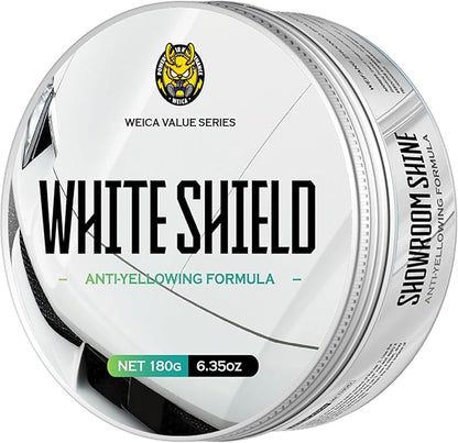 WEICA White Car Wax - Anti-Yellowing + UV Defense | Clear Coat Protection | 180g with Sponge& Microfiber Towel