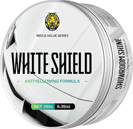 WEICA White Car Wax - Anti-Yellowing + UV Defense | Clear Coat Protection | 180g with Sponge& Microfiber Towel