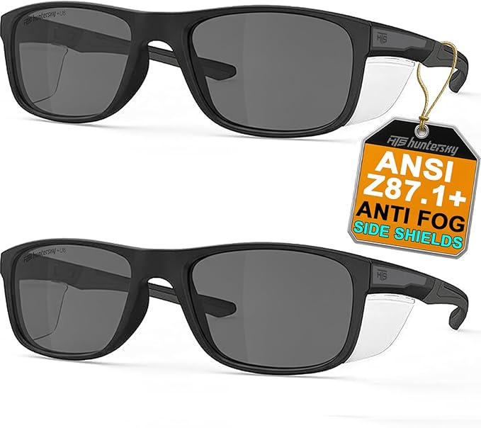 HTS HUNTERSKY TR90NZZ Safety Glasses with Side Shield Small Size Women Men ANSI Z87 Anti Fog Scratch Resistant Lab Pickleball