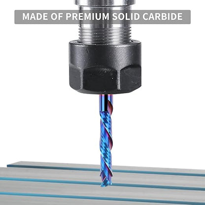 EANOSIC Compression Spiral Router Bit 1/2 Inch Shank, Extra Long 5 Inch Overall Length, 3 Inch Cutting Length, UP&Down CNC Router Bits for Woodworking Milling Slot Mortise