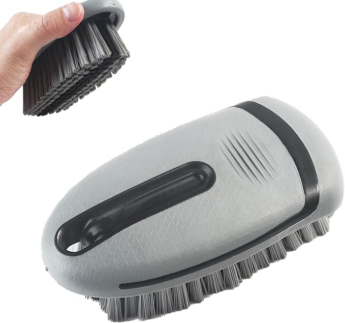 Carpet and Interior Cleaning Brushes, car wash Brush, Carpet Washing Brushes, Hard Bristle Detail Brushes, car and Home Interior Leather Brushes (Grey)