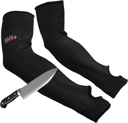 GOL-SIV Arm Protectors For Thin Skin And Bruising, Cut Resistant Sleeves For Men Women, A5 Level Farmer Sleeves For Gardening, Welding, Kitchen (Black, 17.7 In)