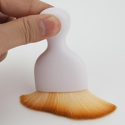 Car Detailing Brush, Soft Bristle Cleaning Brush, Scratch-Free Auto Duster Tool for Dashboard, Air Vents, Leather & Interior Cleaning (White&Brown with Cap)