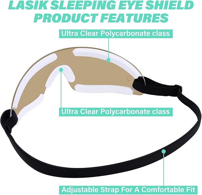 Kingdder Eye Shield Brown Eye Shield for Sleeping Protective Goggles with Adjustable Strap and Soft Padding, Sensitivity of The Eyes to Light, Storage Bag(1pcs)