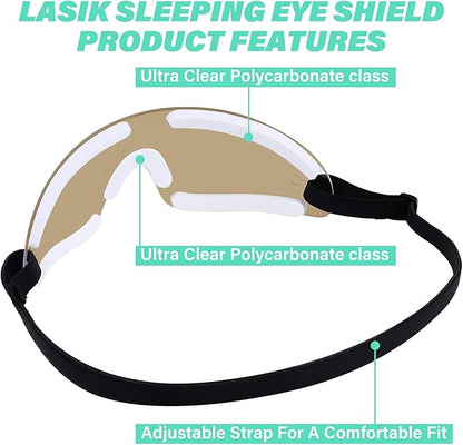 Kingdder Eye Shield Brown Eye Shield for Sleeping Protective Goggles with Adjustable Strap and Soft Padding, Sensitivity of The Eyes to Light, Storage Bag(1pcs)