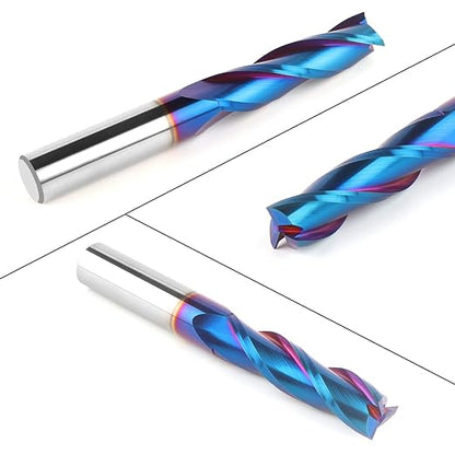 EANOSIC Upcut Spiral Router Bit 3-Flute with 1/2” Shank, Extra Long (4 inch), 1/2” Cutting Diameter, 2” Cutting Length, Carbide CNC Router Bits nACo Coated End Mill for Wood Mortises Carving Engraving