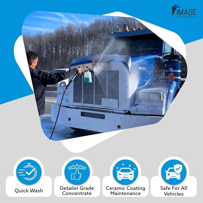 Image Wash Products® Touchless Car Wash Soap Kit | Foam Cannon & Pressure Washer Soap | No Scrub Truck & RV Wash | Heavy Duty Car Soap | Step 1 & 2 Touchless Wash System (128 Fl Oz With Foam Cannon)