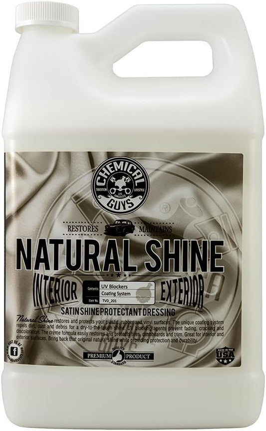 Chemical Guys TVD 201 Natural Shine, Satin Shine Dressing for Plastic, Rubber and Vinyl, Safe for Cars, Trucks, Motorcycles, RVs & More, 128 fl oz (1 Gallon)