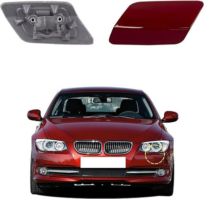 Car Front Bumper Headlight Washer Cover Compatible with BMW 328i 3351 335lS Coupe Convertible 2011-2013 Headlight Washer Nozzles Cover 61677253393 61677253394 Cinnabar Red Left
