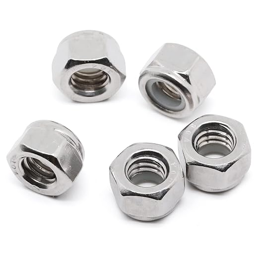 MewuDecor 5/16-18 Nylon Insert Hex Lock Nuts Locknuts, 304 Stainless Steel 18-8, Bright Finish, 50 PCS