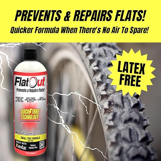 QuickStrike Tire Sealant - Small Tire/Bicycle Formula - NEW Formula - Prevents Flat Tires - Seals Leaks - Contains Kevlar - Tubeless Tire Sealant - 16 Ounce Bottle