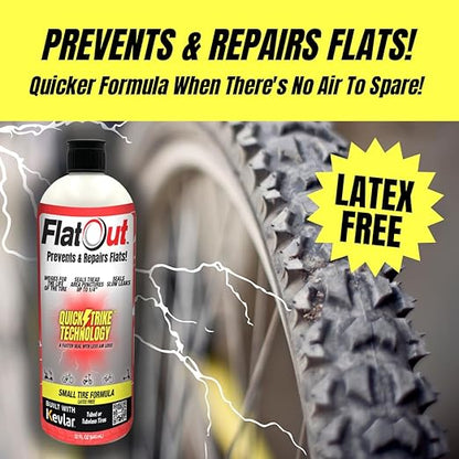 QuickStrike Tire Sealant - Small Tire/Bicycle Formula - NEW Formula - Prevents Flat Tires - Seals Leaks - Contains Kevlar - Tubeless Tire Sealant - 16 Ounce Bottle