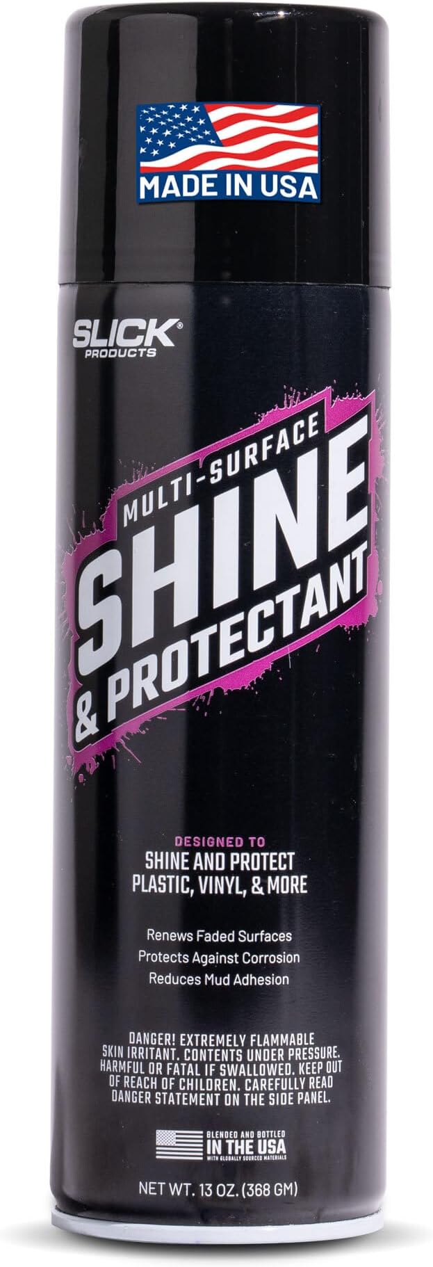 Slick Products Multi-Surface Shine & Protectant Spray, Renew Vinyl, Plastic, Rubber, Trim, Car, Truck, Motorcycle, Dirt Bike – UV Protection, No Drip Formula, 17.35 fl oz