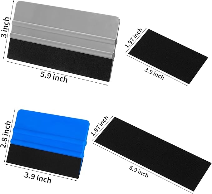 20 Pack Vinyl Wrap Squeegee 4 Inch / 6 Inch Felt Edge Squeegee Window Film Tint Tool Decal Applicator Scraper Tool Wallpaper Smoothing Tool with 20 PCS Black Fabric Felt