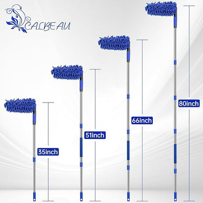 Ceiling Fan Cleaner Duster with 80" Extension Pole, Flexible and Washable Chenille Fan Duster for High Ceiling Fan Blades Light Fixtures Furnitures