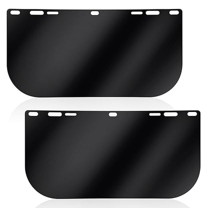 Feekoon 2 Pack Face Shield Replacement Lens, 15.5'' x 8'' Tinted Full Face Shield Compatible with Hobart 770580, Protective Safety Visor Replacement for Welding, Grinding, DIY, Cosplay Helmet