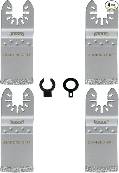 XXGO 4 Pcs Oscillating Multi Tool Diamond Blades for Grout Removal Oscillating Tool Flush Cutting Tile Masonry Diamond Blades Compatible with Bosch Dremel Fein Makita Milwaukee Ridgid Ryobi XG3304D