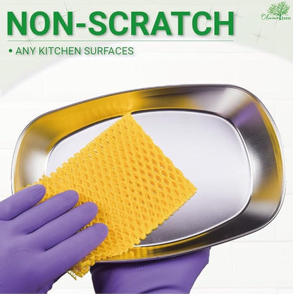 Basic Dish Wash Net (10Pcs) - All Purpose, Non-Scratch, Heavy Duty Dish Scrubbers for Cleaning Dishes, Pots and Pans Color Pink (Pink & Yellow 10 Pcs)