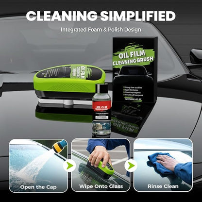 Automotive Oil Film Cleaning Brush, 2026 New Car Windshield Oil Film Remover for Car Windows, Glass Coating Cleaner Board, Anti-Rain Fog, Improves Clarity (3 Set)