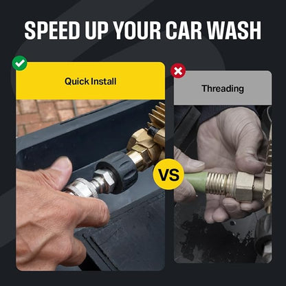 Active M22-14mm Pressure Washer Quick Connect Kit, 304 Stainless Steel M22-14mm to 3/8" Male to Female Quick Disconnect Kit for Power Washer Assembly