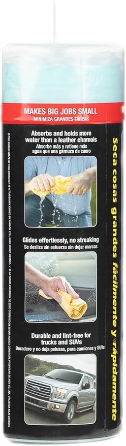 CleanTools The Absorber XL 18" x 29" - Synthetic Premium Drying Chamois Cloth for Cars and Trucks - Super Absorbent, Scratch-Free and Washable (Aqua)