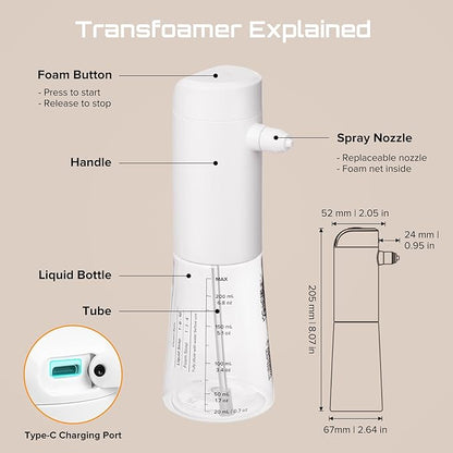 Airversa Electric Foaming Shampoo Dispenser with Hair Scalp Massager Brush 1100mAh IPX8 Shampoo Foamer for Woman Men Baby Kid Dog Cat ES1-Black Kit
