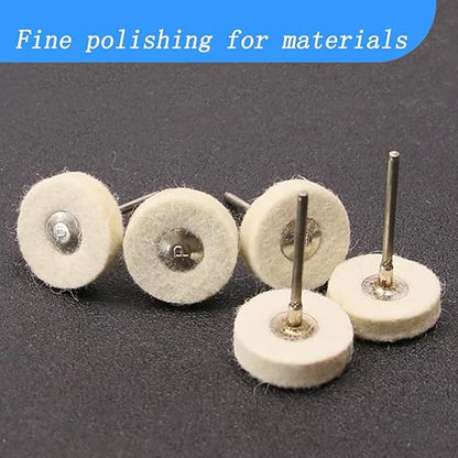 Luo ke 20 Pack Compressed Wool Felt Polishing Wheel 1/8" Mandrel Mounted Wool Buffing Wheel for Rotary Tools