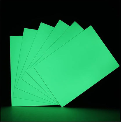 Extra Bright Glow in The Dark (Photoluminescent) Papers, Strong Adhesive, DIY Stickers for Stairs, Light Switch, Furniture, Night Safety, Wall, Ceiling and Bedroom Decoration, A5 Size* 6 Sheets